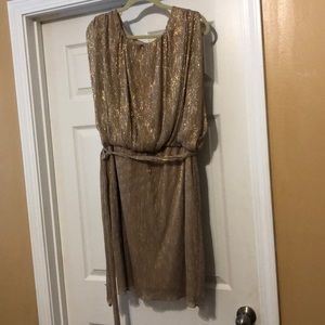 Gold lame blouson dress